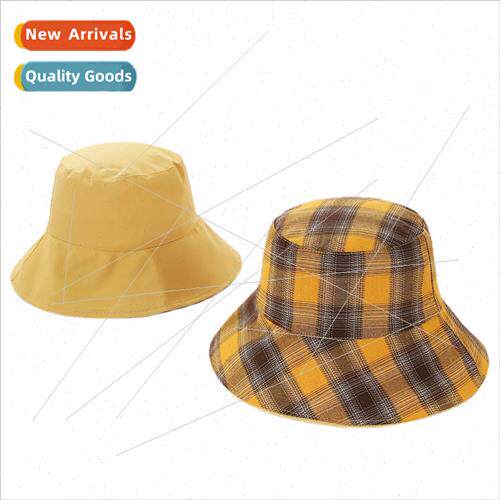 Japanese Harajuku plaid double-sided fisherman hat sub tide
