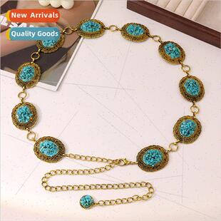 New spring heavy duty retro carving hollow court turquoise m
