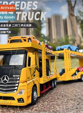 1:24 double-decker flatbed truck alloy model New Year toys g