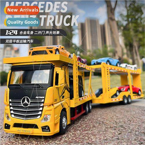 1:24 double-decker flatbed truck alloy model New Year toys g