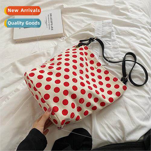 ins French oatmeal color polka dot hundred handbag student b