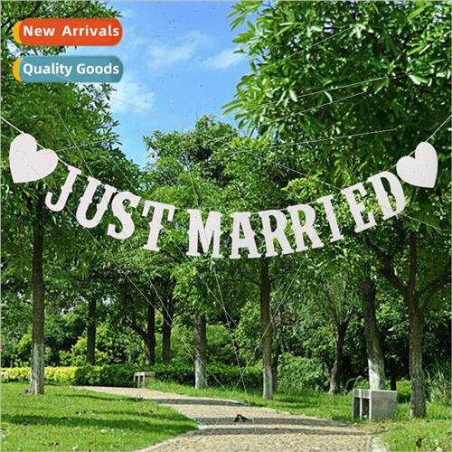 Alphabet Fishtail Hot Gold Pull Flag JUST MARRIED Stage Birt