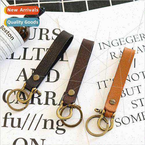 2018 new cowhide keychain creative alloy horseshoe buckle ke