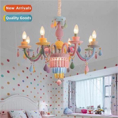 Macaron crystal chandelier girls baby bedroom light Scandina