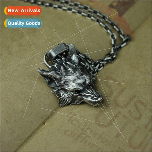 Vintage personalized wolf head animal pendant tide men punk