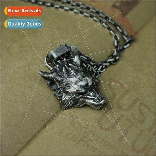 Vintage personalized wolf head animal pendant tide men punk