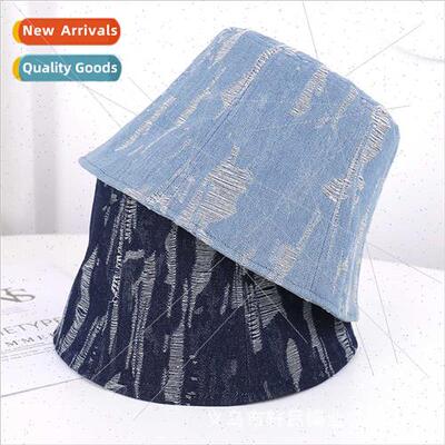 Cowboy bucket hat female nd new broken holes sunshade basin