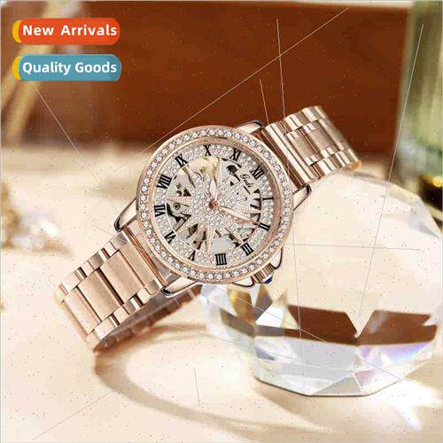 Full stars mechanical watch vintage Roman skeleton women wat