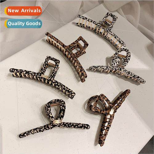 Korean fashion leopard fabric hair clips back head plate hai