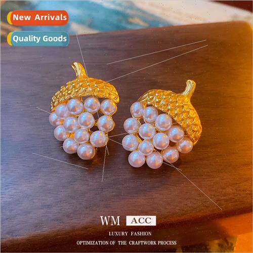 lver needle pearl strawberry earrings fashion creative earri