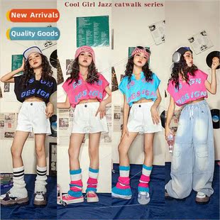 girls summer practice Jazz short costumes clothes tops dance