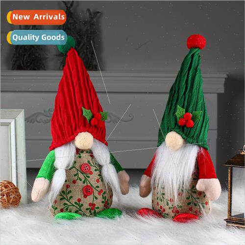 Cute cherry faceless doll creative red green hooded gnome st