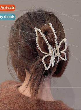 Korea pearl butterfly large grab clip senior sense hair volu