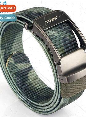 New woven elastic nylon belt Automatic buckle men belt Outdo