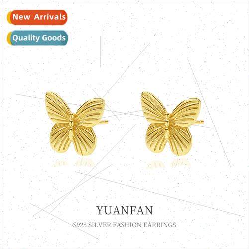 925 silver retro fashion butterfly earrings female Europe co