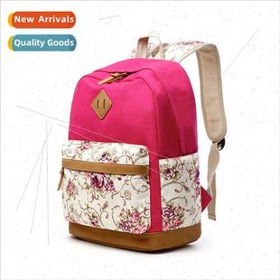 Shoulder Student Backpack New College Floral Ladies Korean