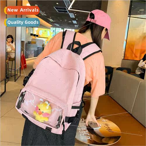 Pure color simple shoulder bag large capacy schoolbag should
