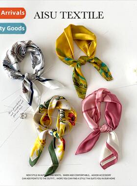 2024 Printed Spring Small lk Scarf New mulation lk Pink Squa