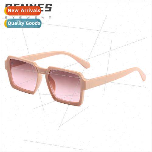 new Europe retro simple polygonal sunglasses ins milk tea co