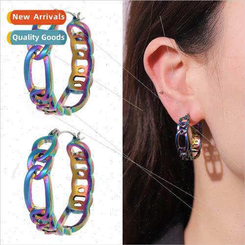 Colorful metal illusion C-shaped earrings autumn winter new