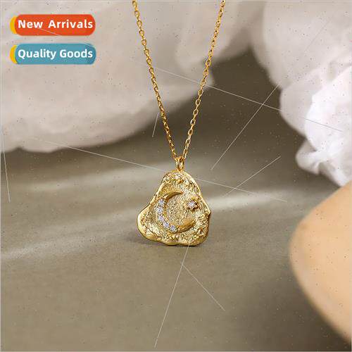 Zirconia moon necklace female niche S925 silver cold wind re