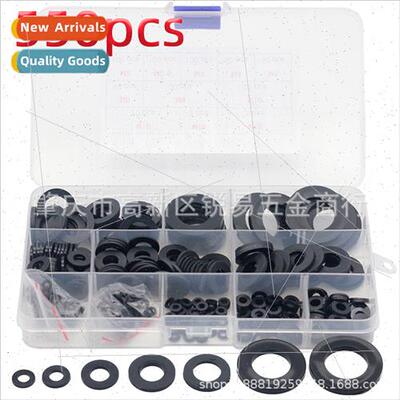 Black 550pcs Nylon Plastic Flat Washers M2-M18 Set Box Plast