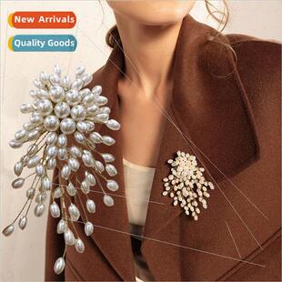 Korean ladies brooch Europe elegant pearl female jacket su c