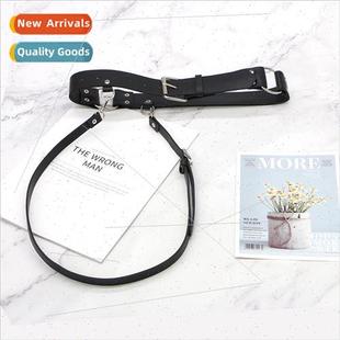 female black double Europe decorative belt breasted extr new