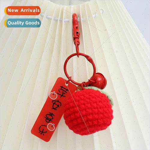 Finished handmade crocheted apple pendant knitted keychain b
