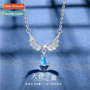 Necklace Moonstone Wings Pendant Summer che Women Angel