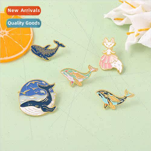 Creative cartoon animal alloy badge personalized cute whale