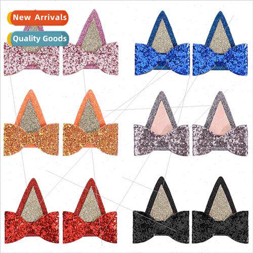 Europe sequins bow hair clips cute princess hairpin gold oni