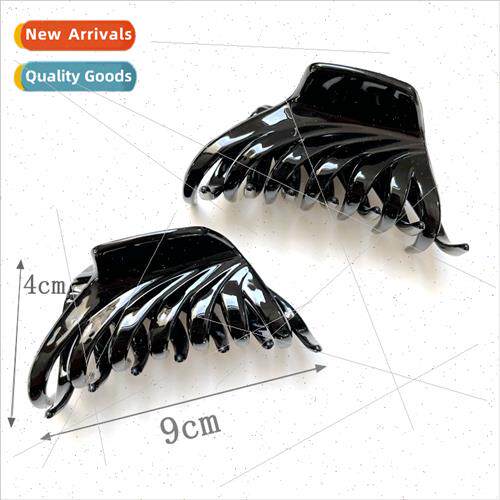 Beveled Teeth Classic Black Women Large Grab Clips Plastic B