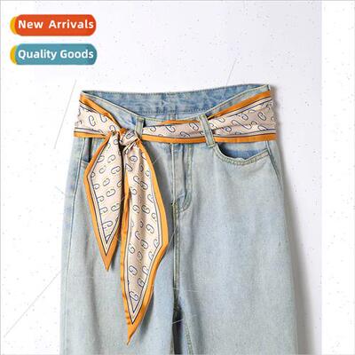 2021 Korean  new spring summer thin narrow long silk scarf f