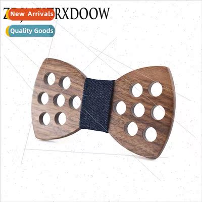 7 holes handmade wooden bow tie walnut men women wedding par