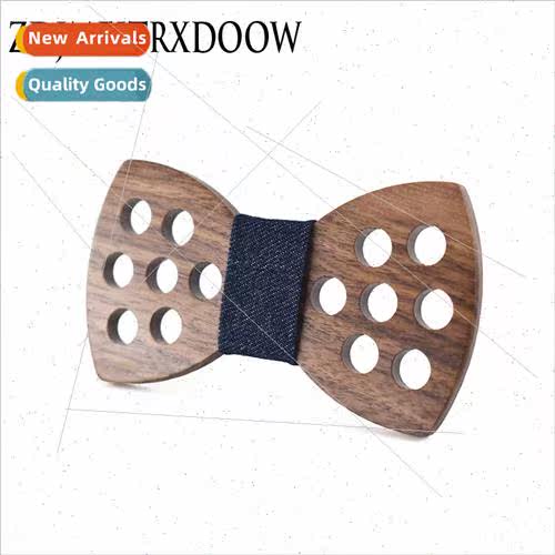 7 holes handmade wooden bow tie walnut men women wedding par