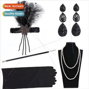 Sequins Feather Hair 1920 Banquet Black Bands Headban Series