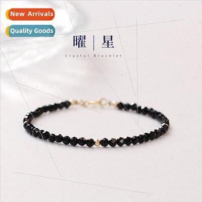 Exmely fine black spinel crystal bracelet women simple ins n