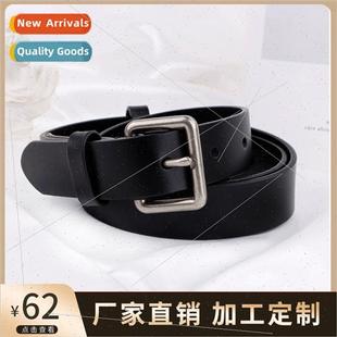 hand stched square New pants belt buckle versat cowhide