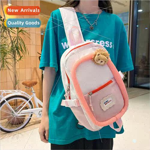 ins color collision splicing men women chest bag casual larg