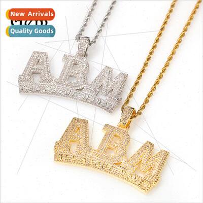 Hip-hop new set zirconia ABM letters necklace men women wh s