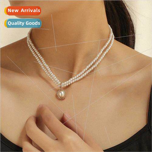 Europe retro double layer pearl necklace fashion sunflower p