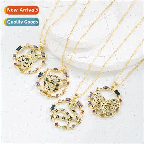 Europe new copper 18K gold-plated color zirconium butterfly