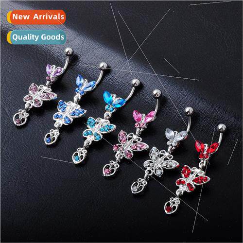 Body Piercing Jewelry Bow Europe Diamond Encrusted Belly But