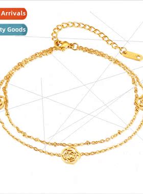 Korea niche creative stainless steel hollowed camellia simpl