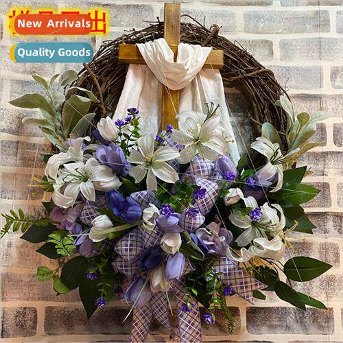 Cross Wreath Easter Wreath Spring Wreath Cross Front Door Wr