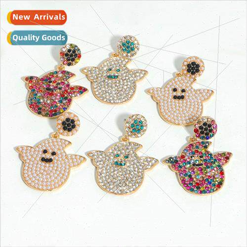 New quirky diamond earrings Halloween ghost earrings pearl e
