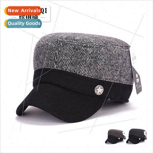 winter thickened plush splicing tweed casual hat winter midd