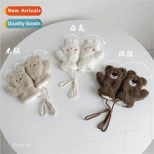 Cartoon bear rabb plush children gloves winter thickened war