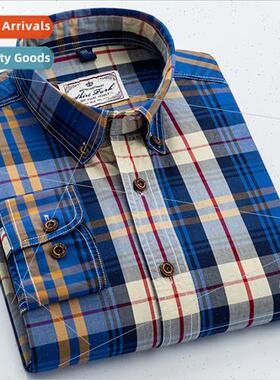 Cotton plaid shirt men long-sleeved spring fall men Slim Eng